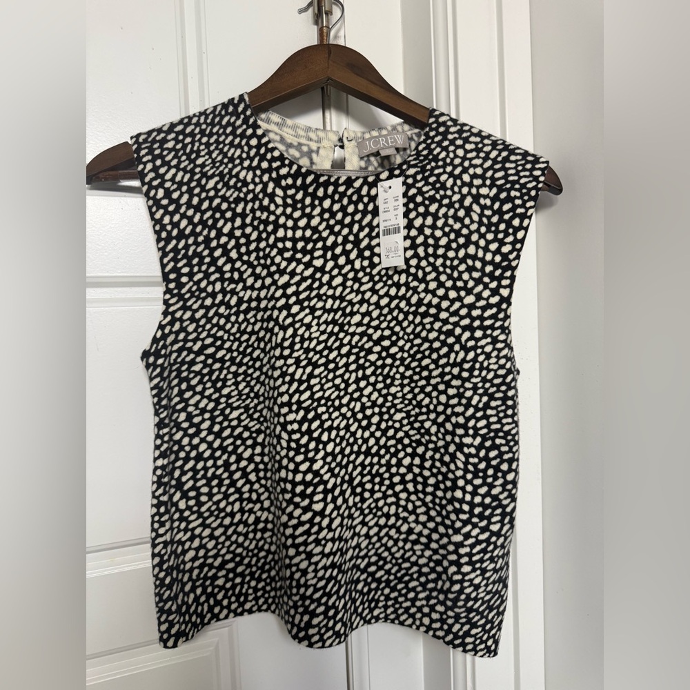 J. Crew Black and White Patterned Sleeveless Top